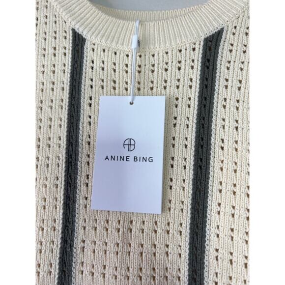 NWT Anine Bing Lanie Mini Dress Women's Ivory and Army Green Stripe Size: Medium - Picture 5 of 11